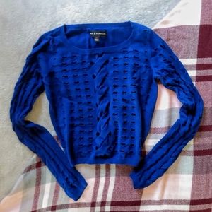 Rock & Republic Blue Open Knit Crop Sweater